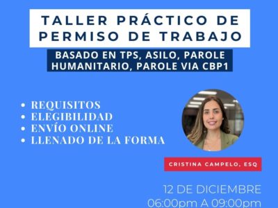 TALLER PRÁCTICO DE PERMISO DE TRABAJO